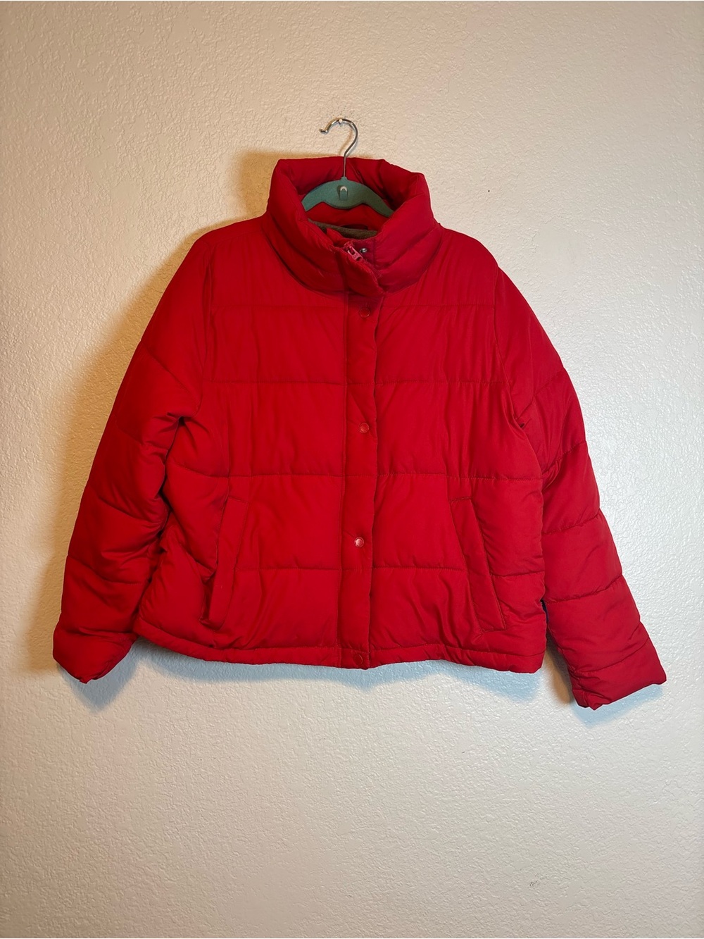 Abercrombie & Fitch Puffer Jacket Red Water Wind Resistant Women XL Winter